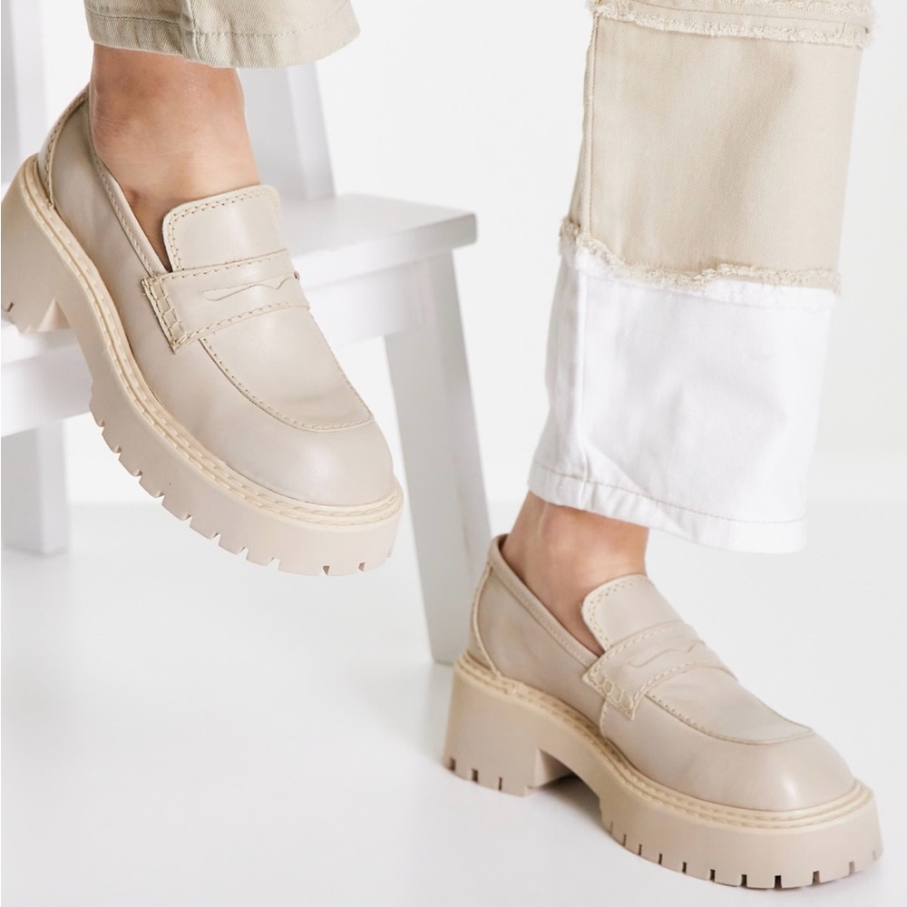 Leather  Chunky Platform Loafers from Mango